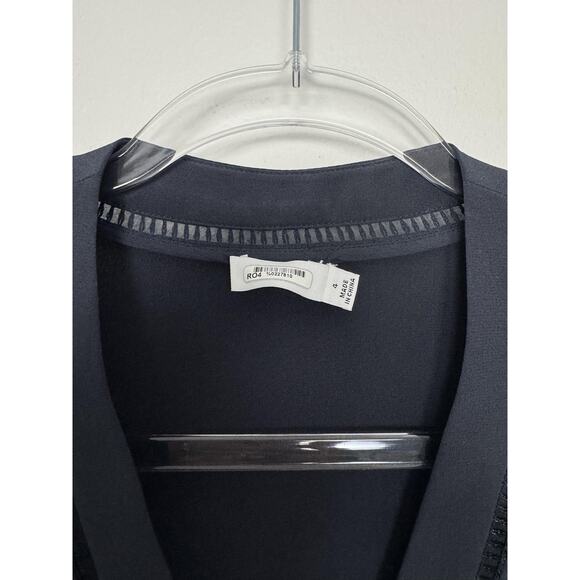 Vince Blouse Womens 4 Navy 100% Silk Long Sleeve Button Front Tunic Top - Picture 11 of 12